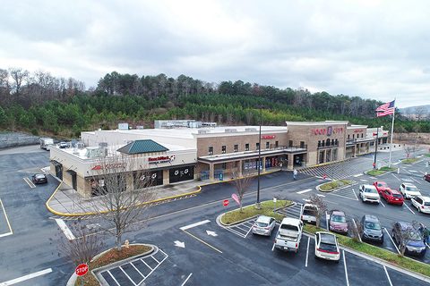 Aerial view of the Food City at Market at Town Creek in Lenoir City, Tennessee